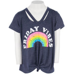 Short Sleeve Clavicle Tee with Friday Vibes - Denny's
