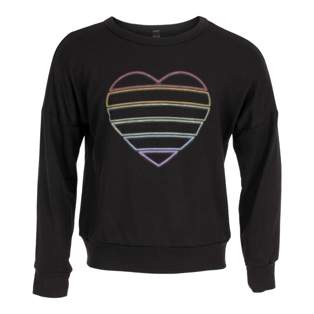 Long Sleeve Banded Top with Neon Light Heart - Denny's