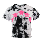 Short Sleeve Crop Top with Neon Stars - Denny's