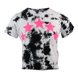 Short Sleeve Crop Top with Neon Stars - Denny's