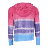 Long Sleeve THermal Hoodie with Pink Purple & Blue Tie Dye - Denny's