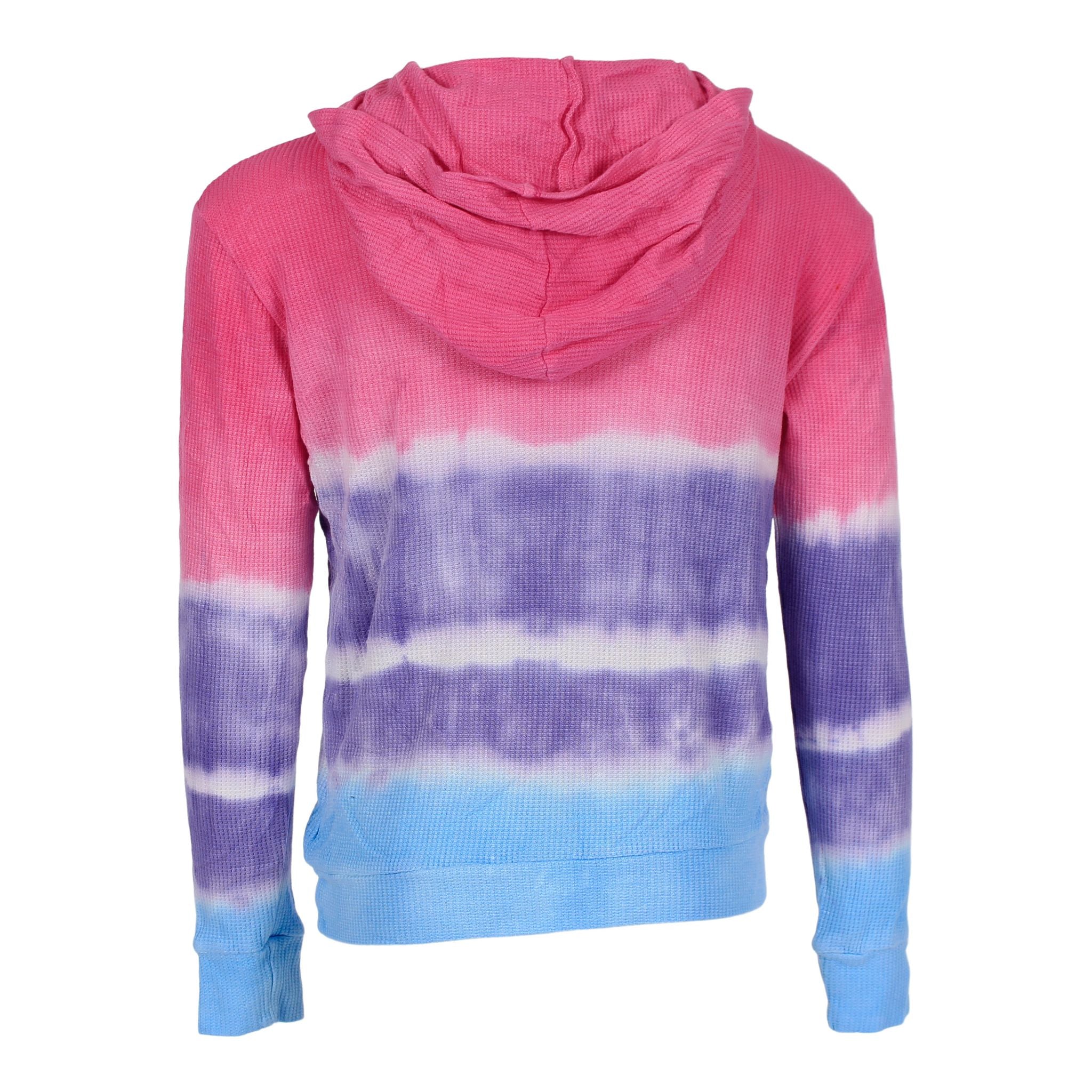Long Sleeve THermal Hoodie with Pink Purple & Blue Tie Dye - Denny's