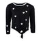 Long Sleeve Tie Front Top with Hearts - Denny's
