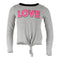 Long Sleeve Tie Front Top with Love - Denny's