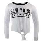 Long Sleeve Tie Front Top with New York - Denny's