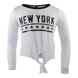 Long Sleeve Tie Front Top with New York - Denny's
