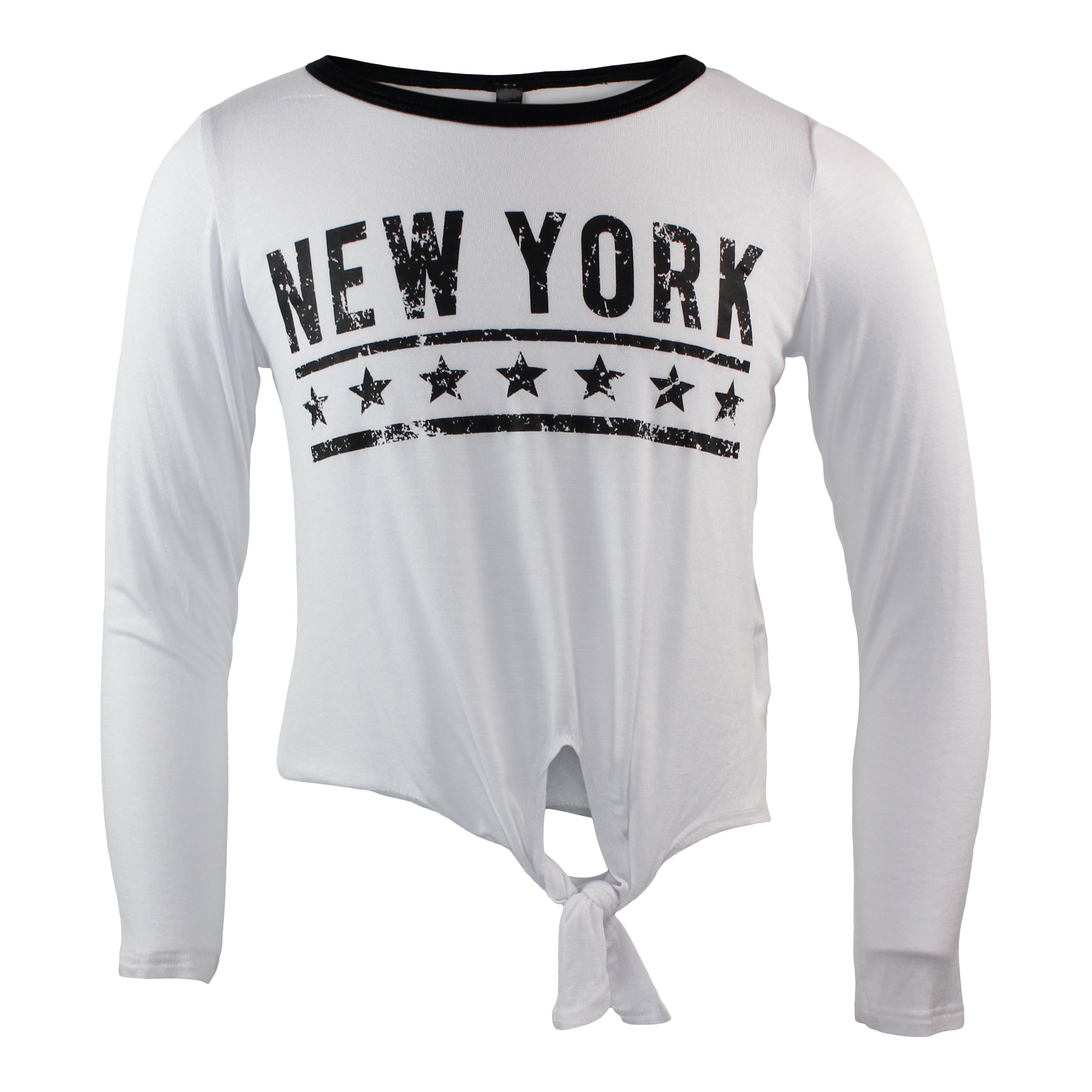 Long Sleeve Tie Front Top with New York - Denny's