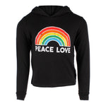 Long Sleeve Hoody with Peace Love Rainbow - Denny's