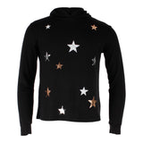 Long Sleeve Raw Edge Hoody with Stars - Denny's