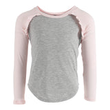 Long Sleeve Ruffle Baseball Tee - Denny's