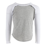 Long Sleeve Ruffle Baseball Tee - Denny's