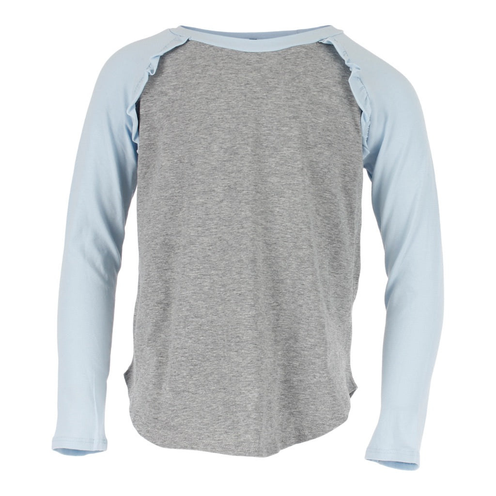 Long Sleeve Ruffle Baseball Tee - Denny's