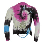 Long Sleeve Tie Dye w Cuts On Back Black/Pink/Blue - Denny's
