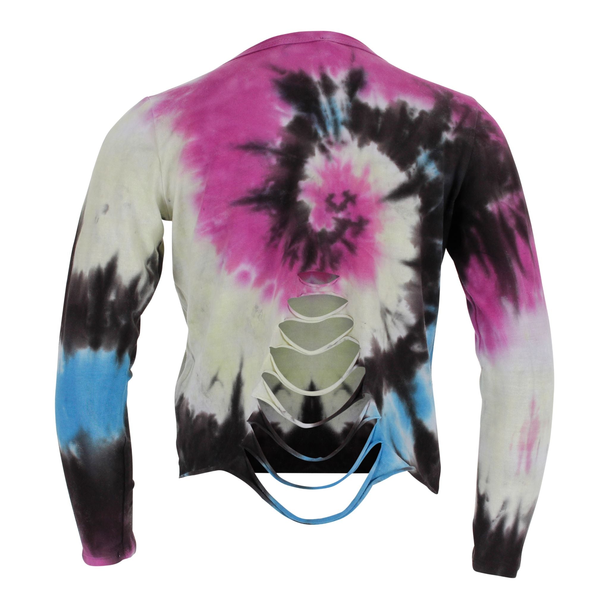 Long Sleeve Tie Dye w Cuts On Back Black/Pink/Blue - Denny's