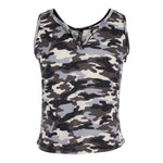 Camo Cropped Tank with Cut Neck - Denny's