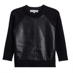 Faux Leather Front Sweater - Denny's