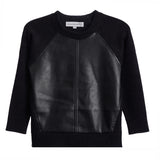 Faux Leather Front Sweater - Denny's