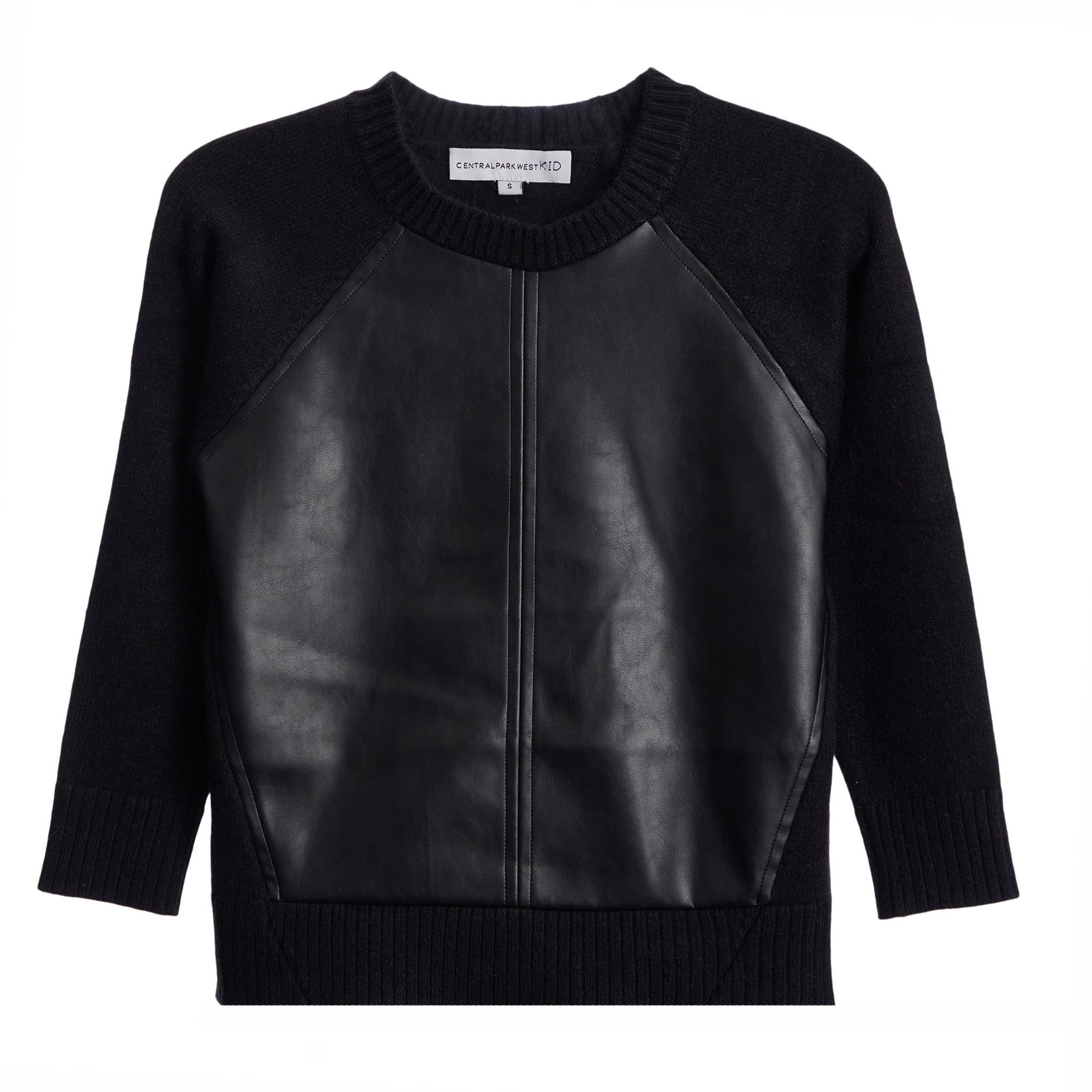 Faux Leather Front Sweater - Denny's