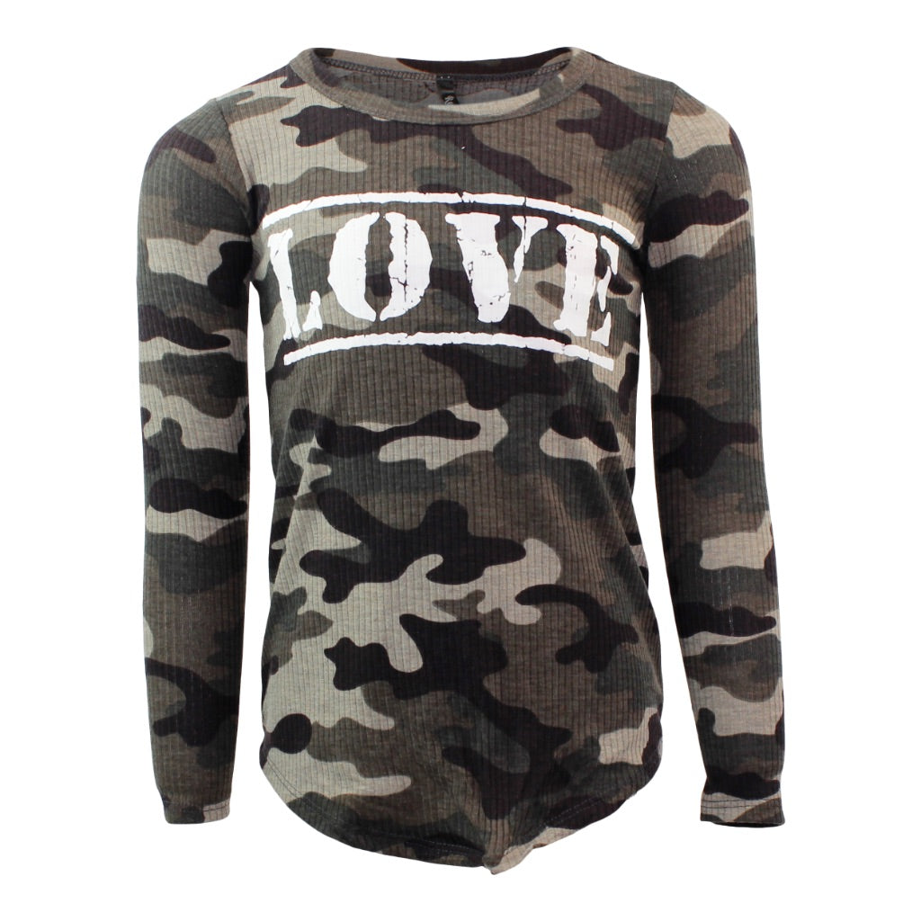 Long Sleeve Tie Front Top with Love - Denny's