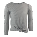 Long Sleeve Tie Front Top with Stars Heart - Denny's