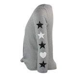 Long Sleeve Tie Front Top with Stars Heart - Denny's