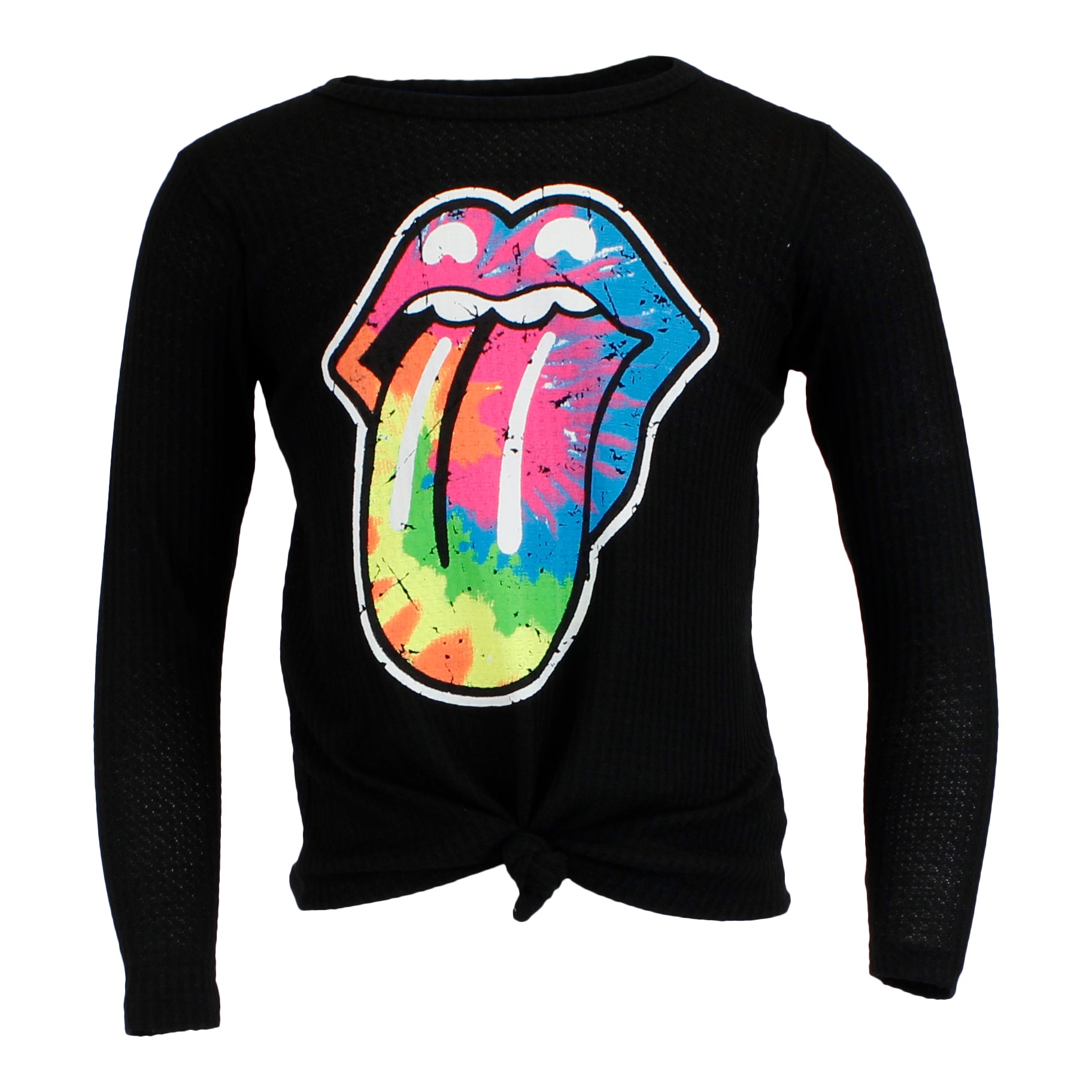 Long Sleeve Front Tie Top with Tye Dye Mouth - Denny's