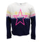 Long Sleeve Crop Sweatshirt with Star Dip Dye Neon Pink - Denny's