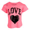 Short Sleeve Slit Tee with Love Heart - Denny's