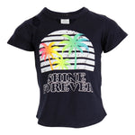 Short Sleeve Slit Tee with Ombre Palm Trees - Denny's