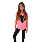 Short Sleeve Slit Tee with Distressed Heart - Denny's