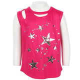 Clavical Cut Out Tank With Foil Stars - Denny's