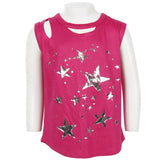 Clavical Cut Out Tank With Foil Stars - Denny's