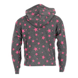 Long Sleeve Charcoal Hoody with Pink Stars - Denny's