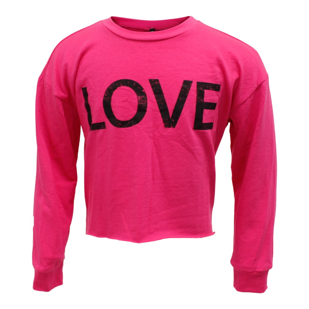 Long Sleeve Crop Sweatshirt with Love Screen - Denny's