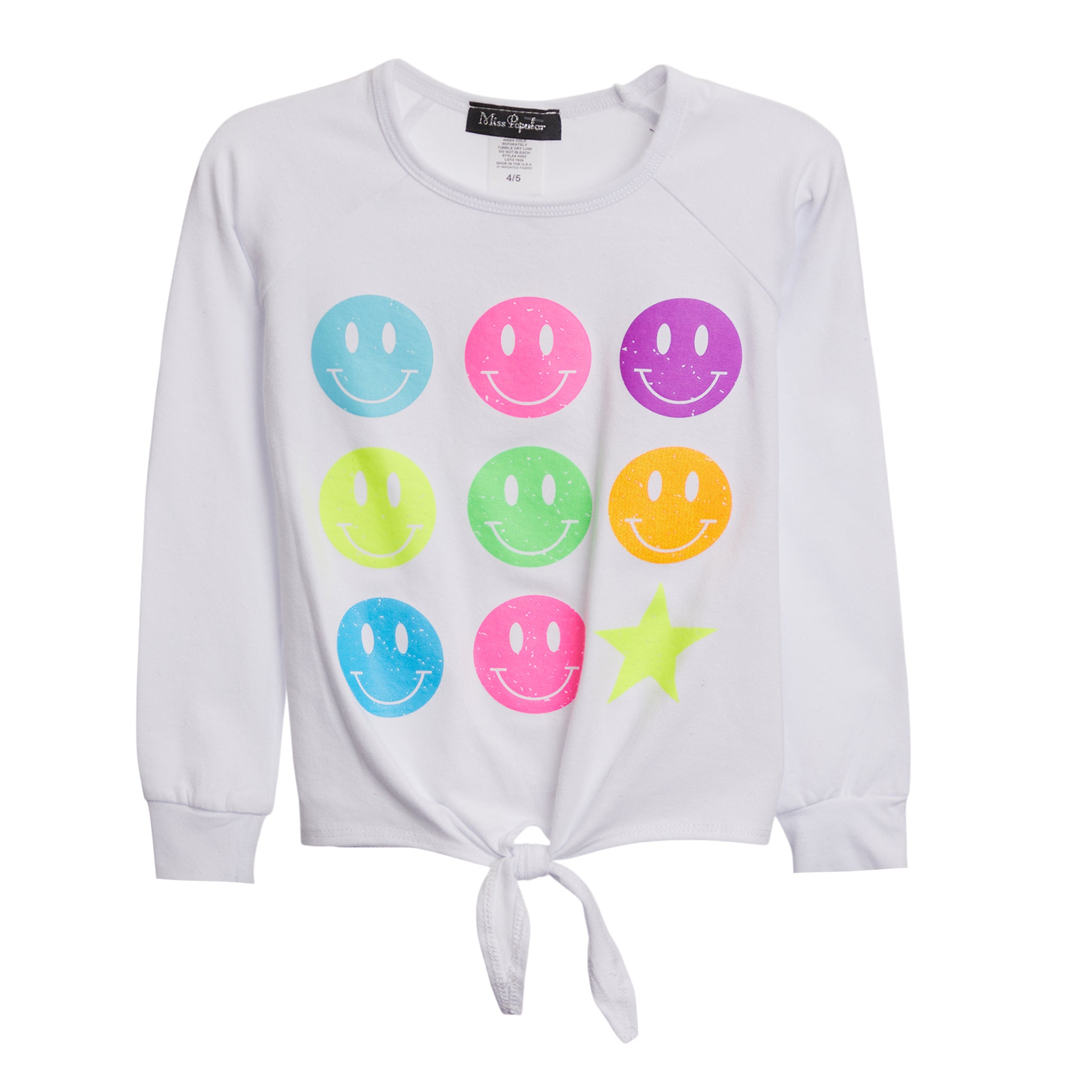 Multi Smiley`s & Star Tie Front Top - Denny's