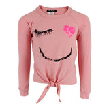 Long Sleeve Front Tie Top with Smiley - Denny's