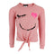 Long Sleeve Front Tie Top with Smiley - Denny's