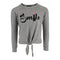 Long Sleeve Front Tie Top with Smile Lipstick - Denny's