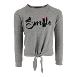 Long Sleeve Front Tie Top with Smile Lipstick - Denny's