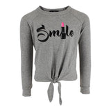 Long Sleeve Front Tie Top with Smile Lipstick - Denny's