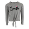 Long Sleeve Front Tie Top with Smile Lipstick - Denny's