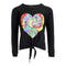 Long Sleeve Front Tie Top with Tye Dye Hearts - Denny's