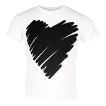 Asymmetrical Short Sleeve Tee w Scribble Black Heart - Denny's