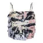 Blissful Swirl Satin Ruffle Tube Top - Denny's