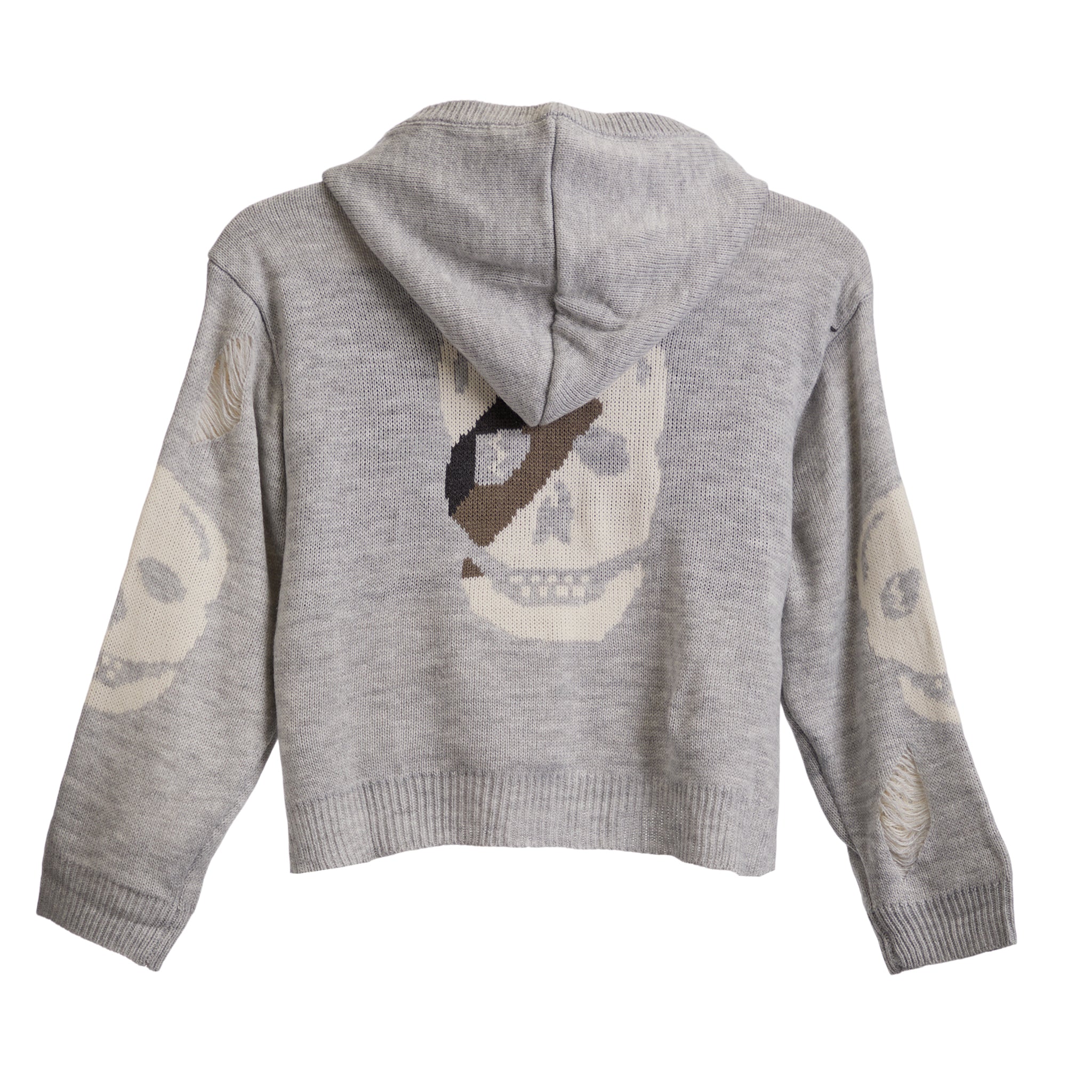 Skull Distressed Hoodie Sweater - Denny's