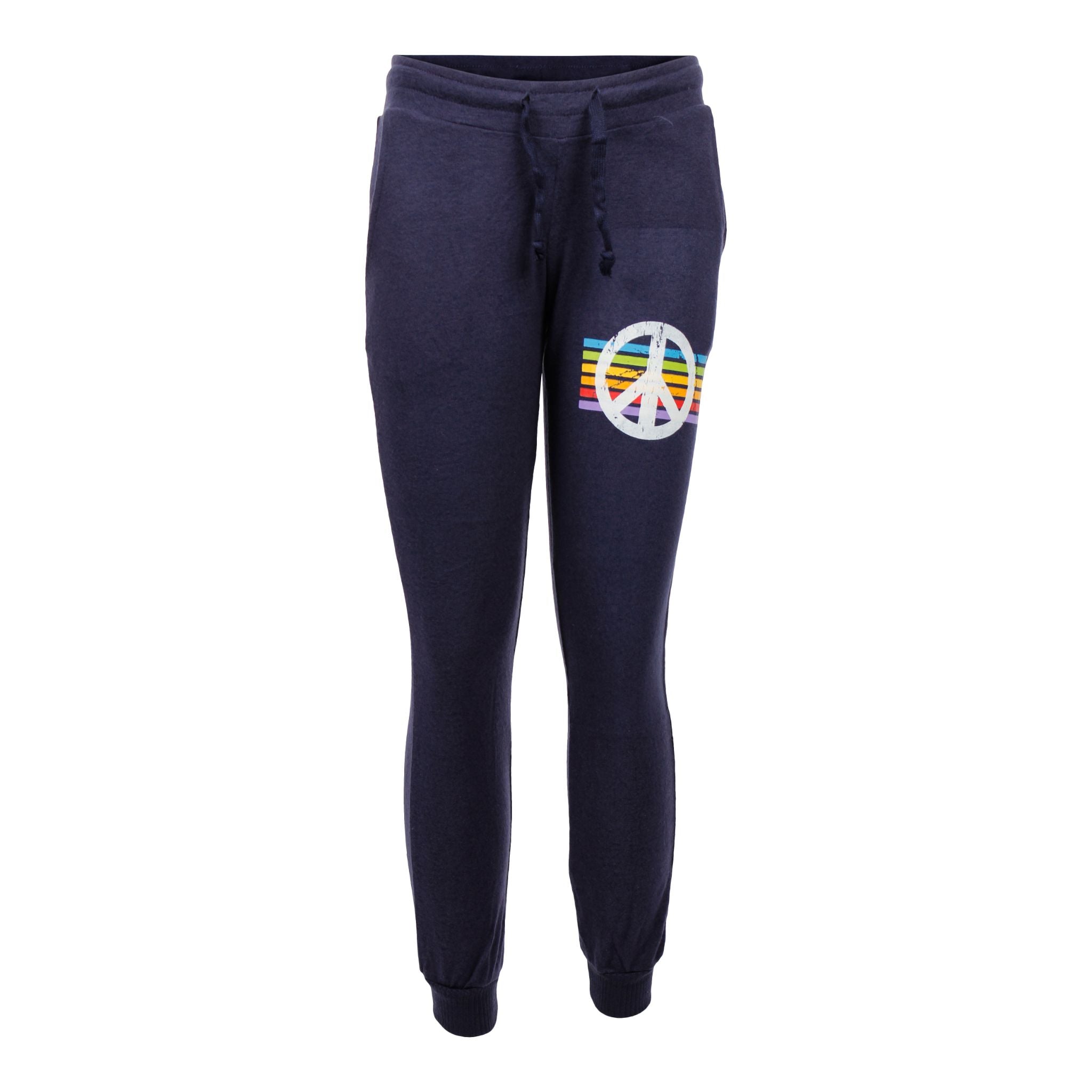 Brushed Hacci Pant with Rainbow Stripe n Peace Sign - Denny's