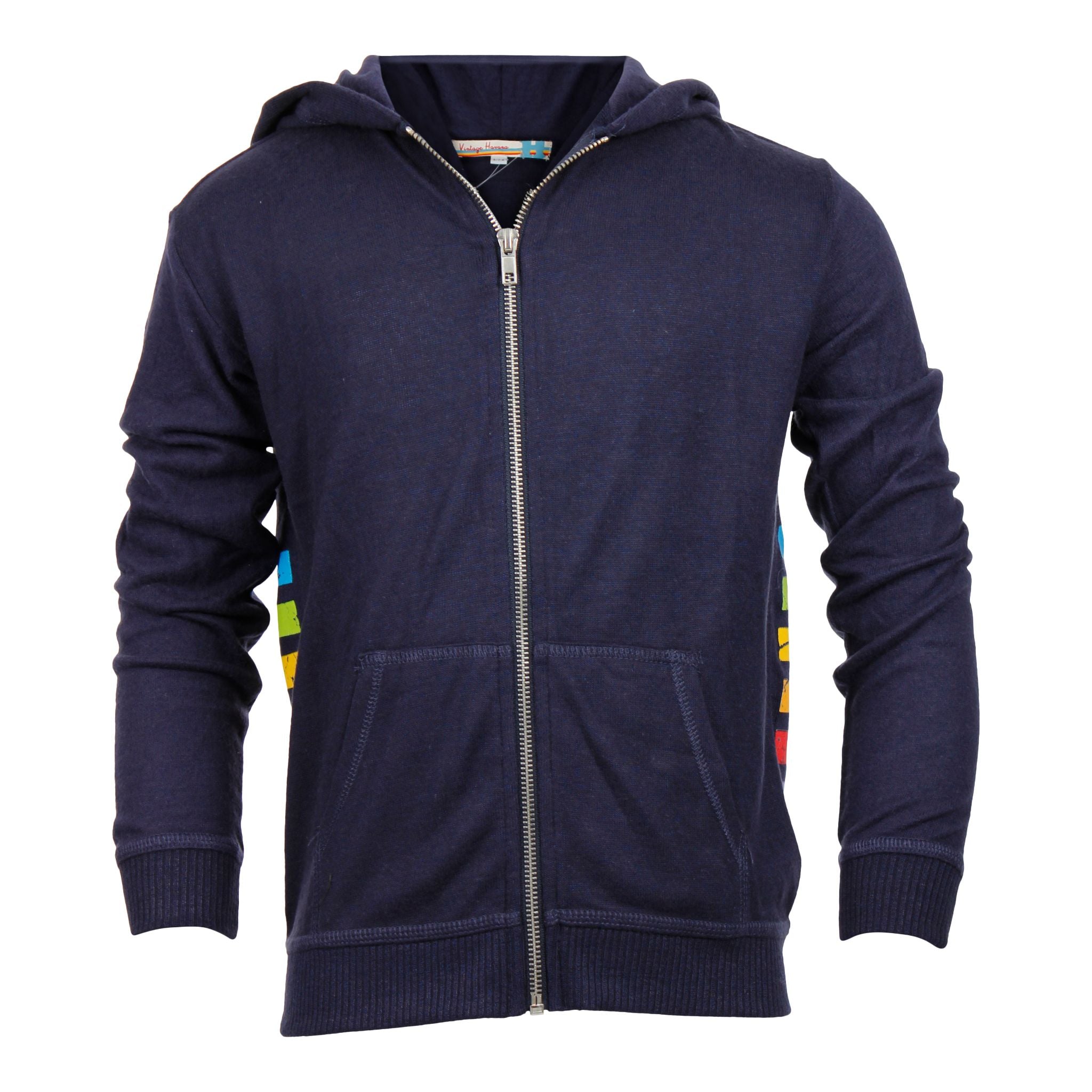 Brushed Zip Up w Rainbow Stripe n Peace Sign - Denny's