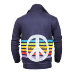 Brushed Zip Up w Rainbow Stripe n Peace Sign - Denny's