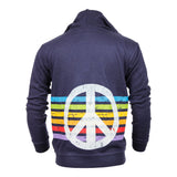 Brushed Zip Up w Rainbow Stripe n Peace Sign - Denny's