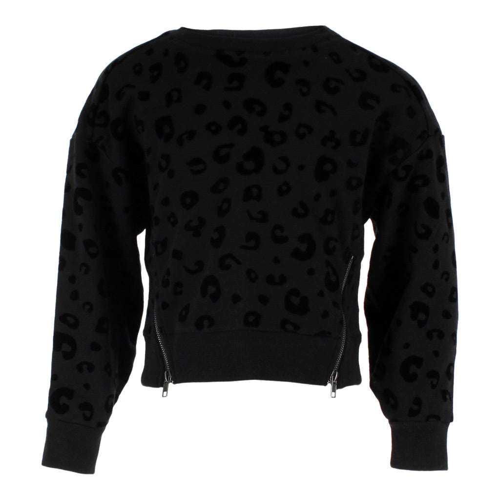 Velvet Leopard Sweatshirt with Gold Zippers - Denny's